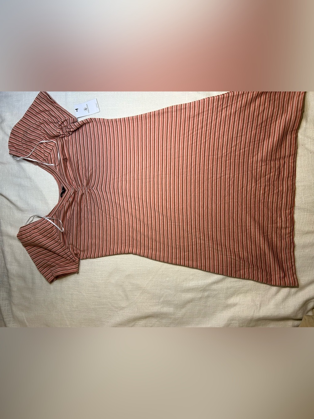Striped Rust Pink Knit Dress - Unknown Brand